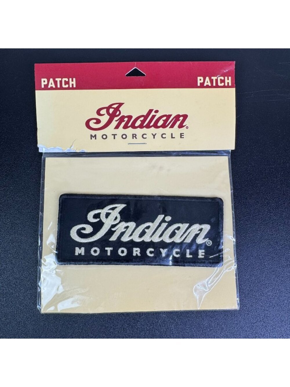 NEW Indian Motorcycle Classic Black Rectangular Patch, 4"x2"